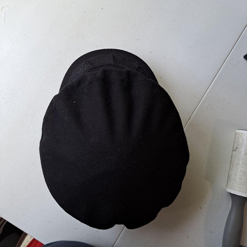 Black Greek Fisherman Cap 85% Wool 15% Nylon Fiddler Biker Sailor Sz Mens 7 1/8 - Picture 7 of 8